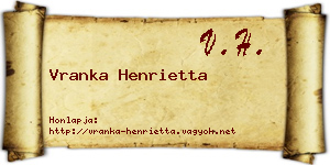 Vranka Henrietta névjegykártya